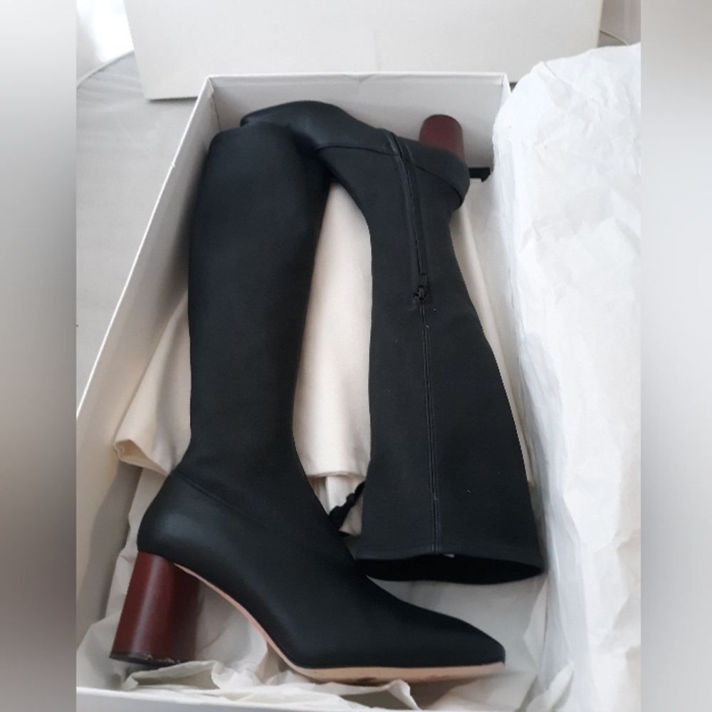 Helmut Lang Black and Brown Heeled Boots - Picture 4 of 10
